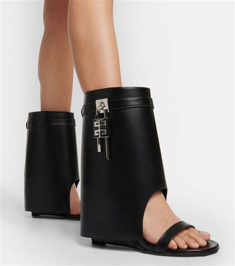 givenchy low shark lock sandal and celebrities|Shark Lock leather sandals in black .